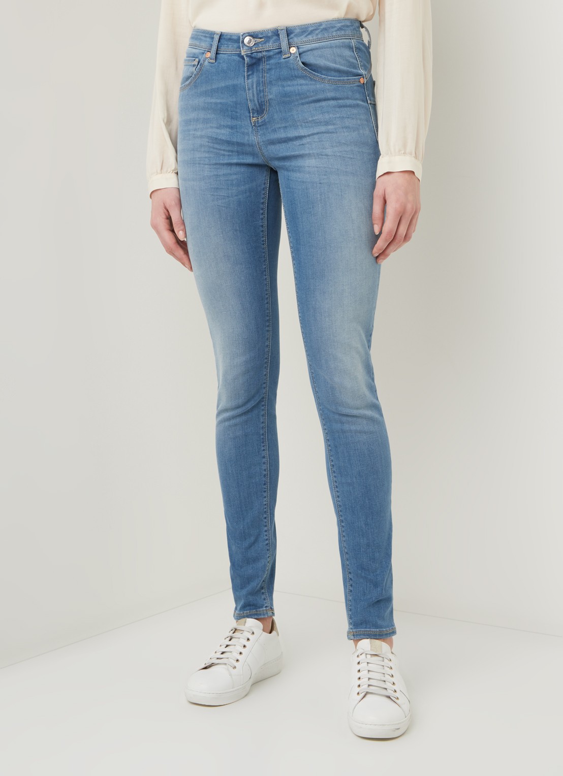 Benetton Mid waist skinny jeans met stretch - detail 3 indigo
