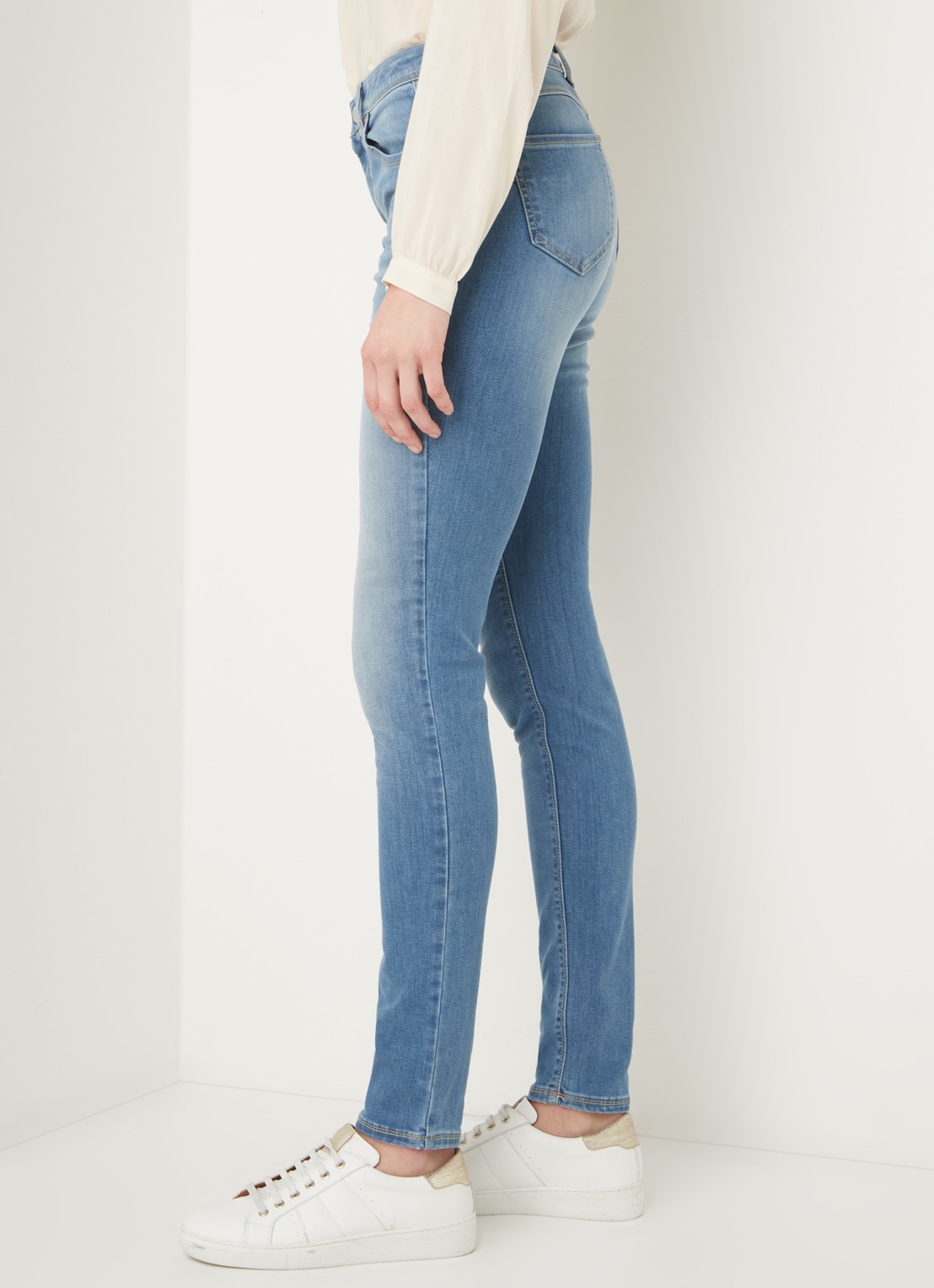Benetton Mid waist skinny jeans met stretch - detail 4 indigo