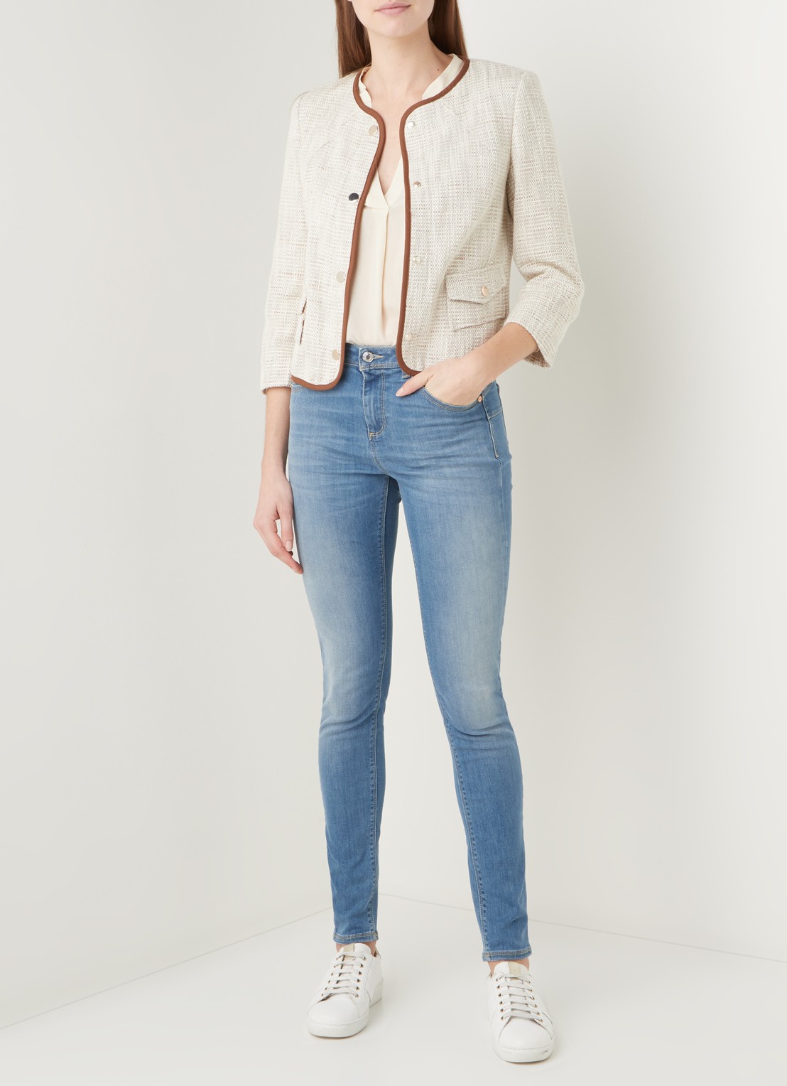Benetton Mid waist skinny jeans met stretch - voorkant 2 indigo