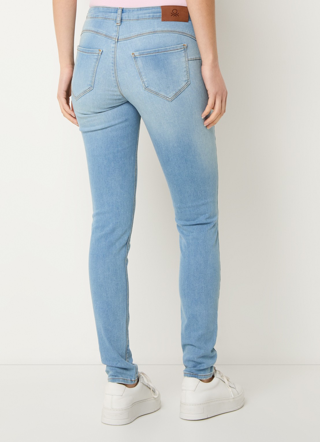 Benetton Mid waist skinny jeans met stretch - achterkant 5 lichtblauw