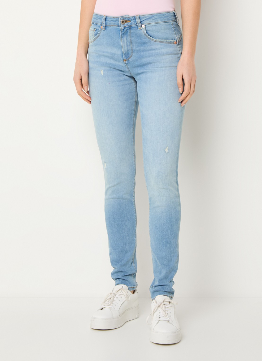 Benetton Mid waist skinny jeans met stretch - detail 3 lichtblauw