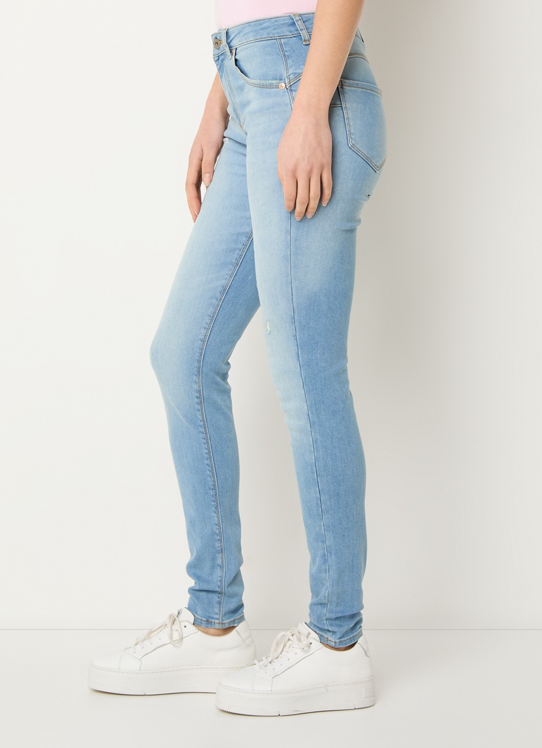 Benetton Mid waist skinny jeans met stretch - detail 4 lichtblauw
