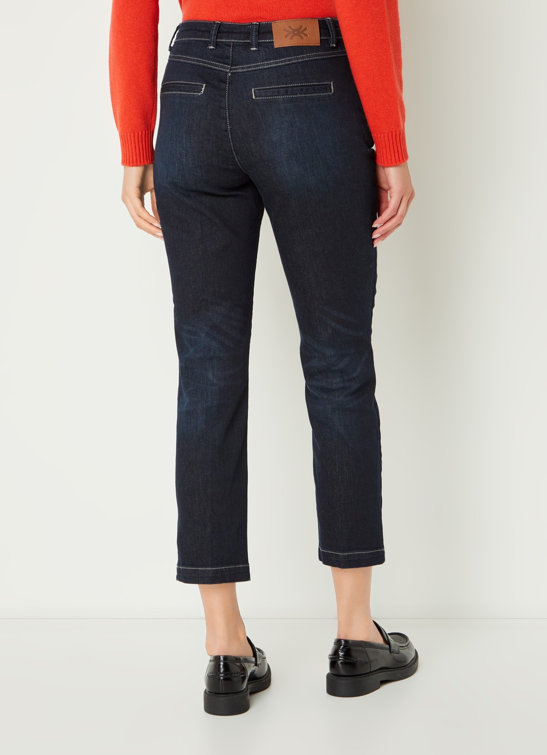 Benetton Mid waist slim fit jeans met verwassen afwerking - achterkant jeans