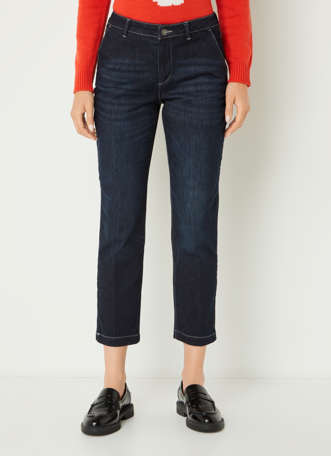 Benetton Mid waist slim fit jeans met verwassen afwerking - detail 4 jeans