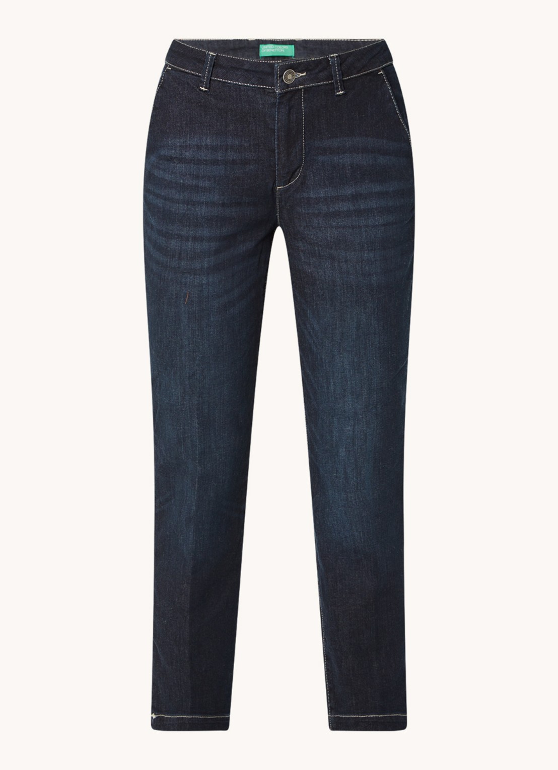 Benetton Mid waist slim fit jeans met verwassen afwerking - voorkant 2 jeans