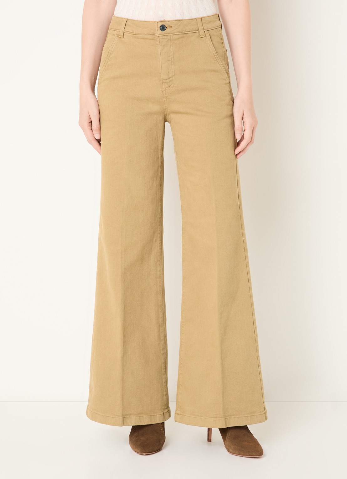 Benetton Mid waist wide fit jeans met gekleurde wassing - detail 4 camel
