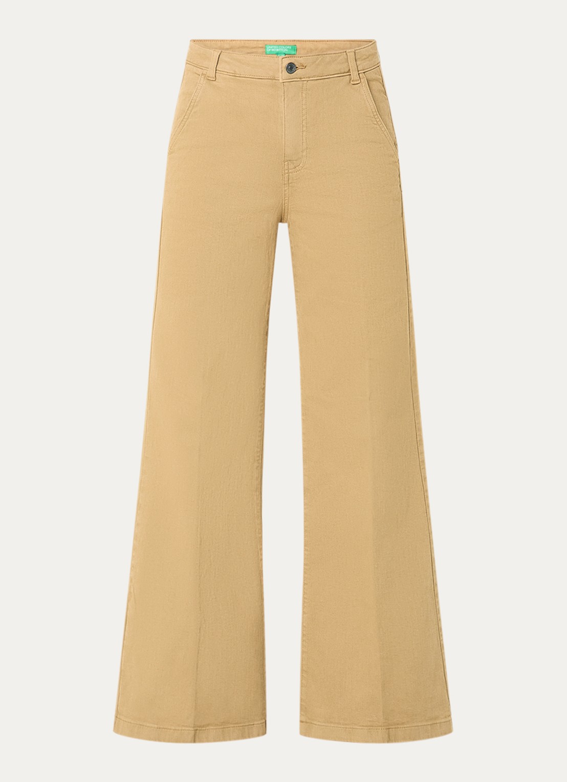 Benetton Mid waist wide fit jeans met gekleurde wassing - voorkant camel