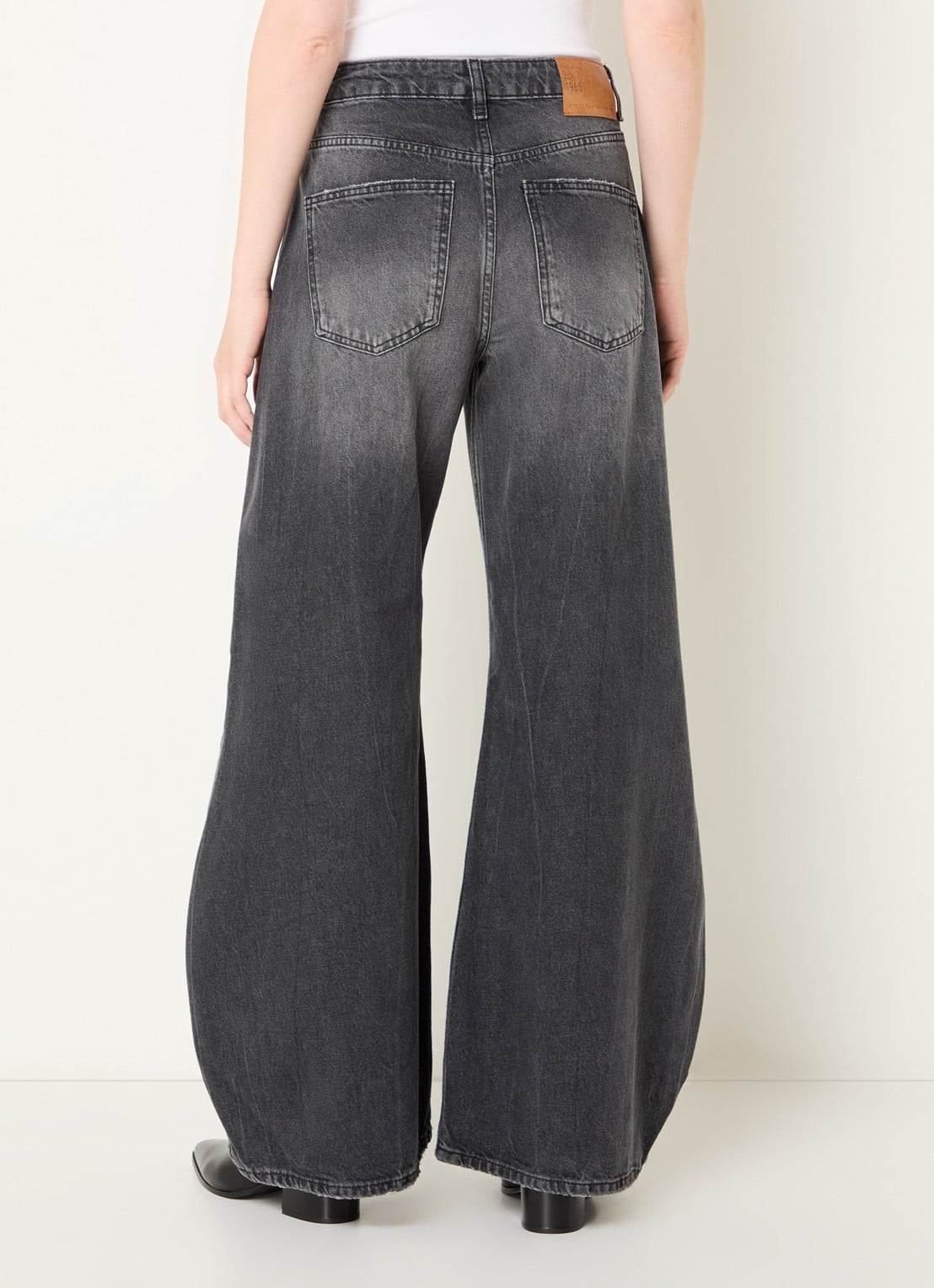 Benetton Mid waist wide fit jeans met steekzakken - achterkant 3 grijs