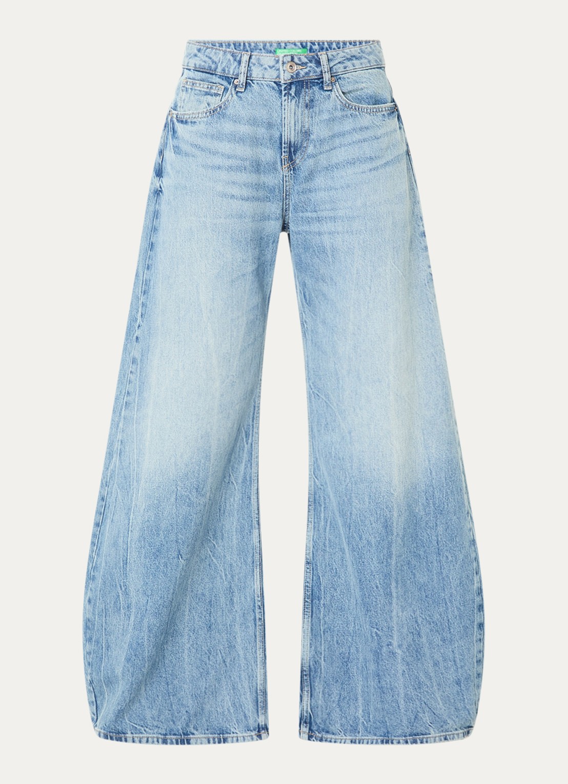 Benetton Mid waist wide fit jeans met steekzakken - voorkant lichtblauw