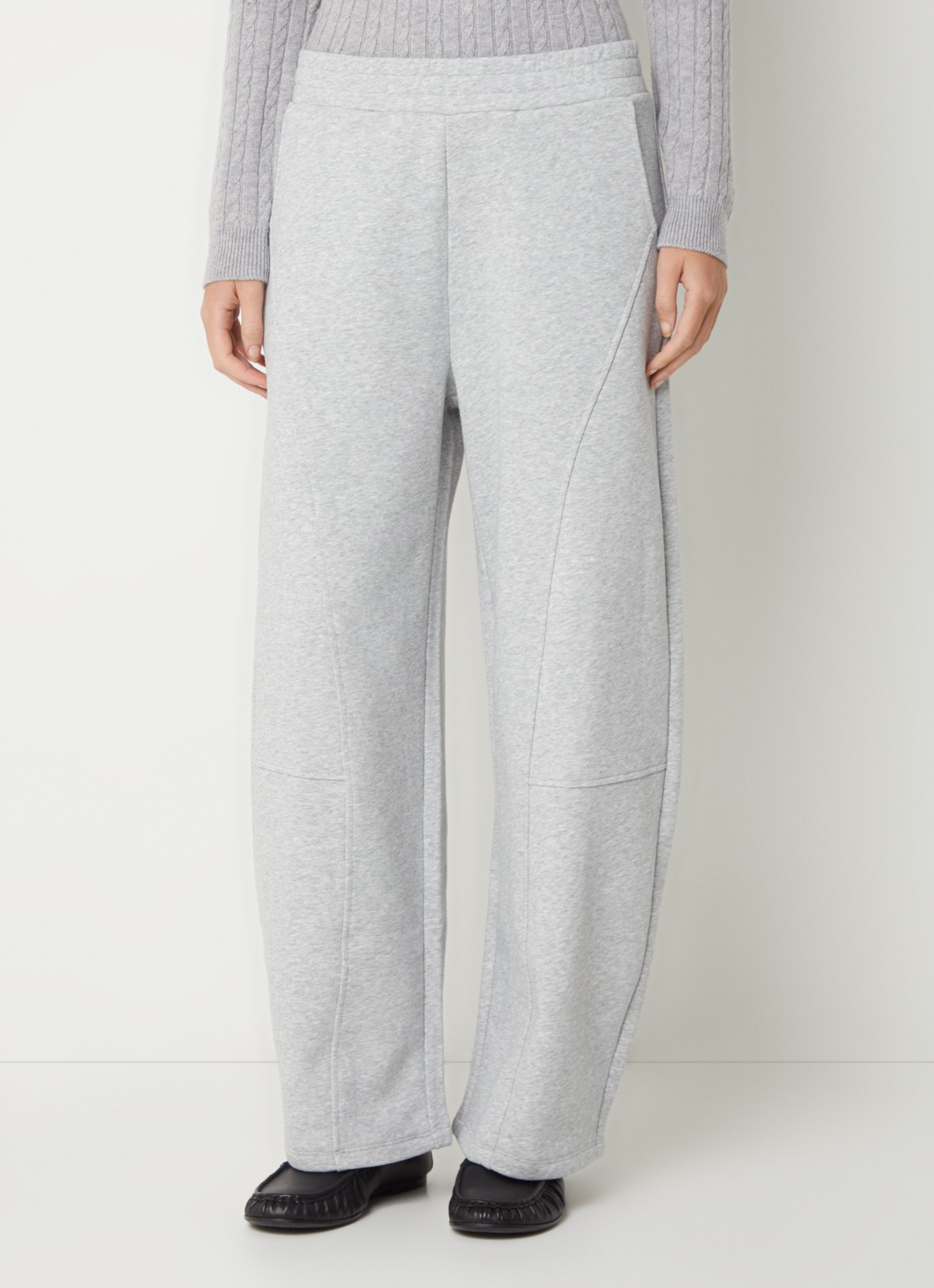 Benetton Mid waist wide fit joggingbroek met steekzakken - detail lichtgrijs