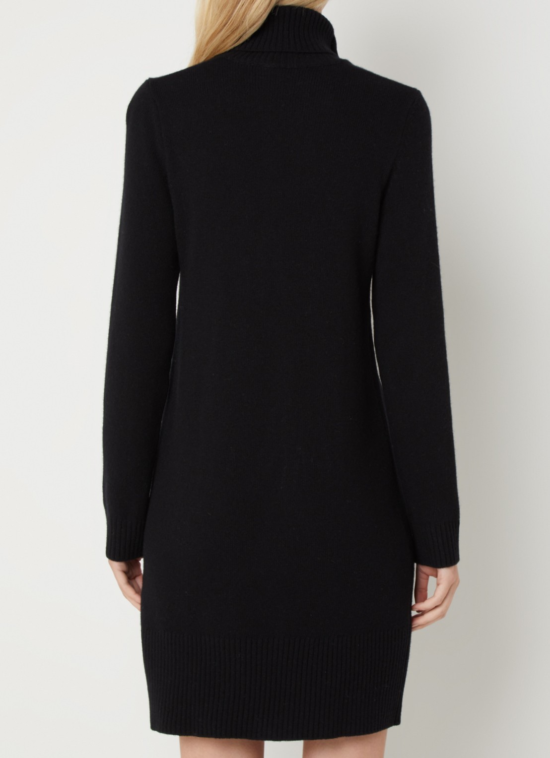 Benetton Midi jurk in wolblend met col - achterkant 2 zwart