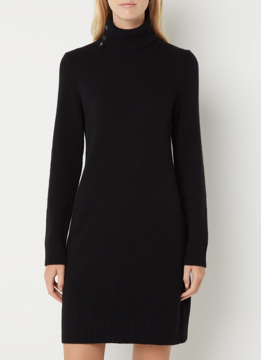 Benetton Midi jurk in wolblend met col - detail zwart