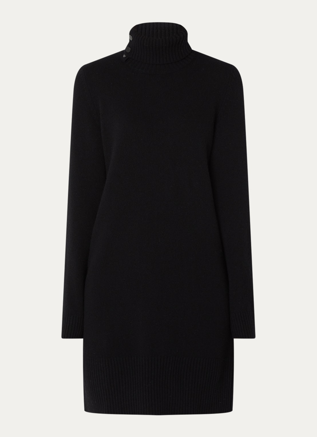 Benetton Midi jurk in wolblend met col - voorkant 3 zwart