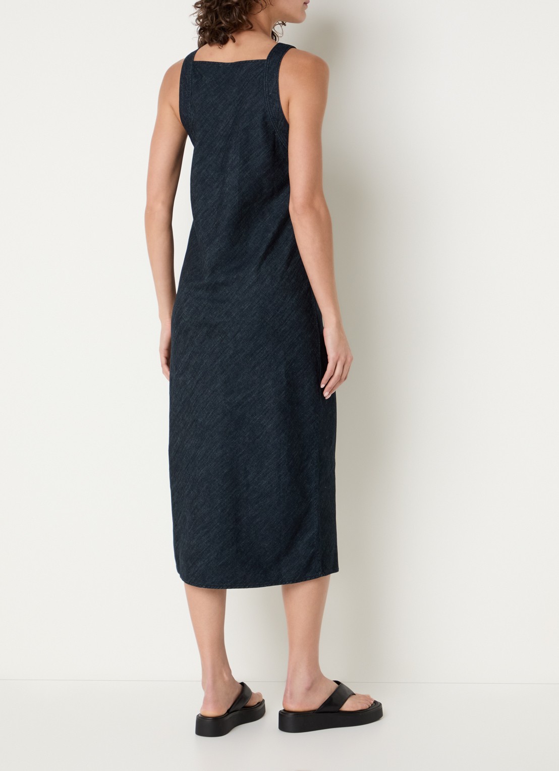 Benetton Midi jurk met split en rechthoekige hals - achterkant 4 donkerblauw