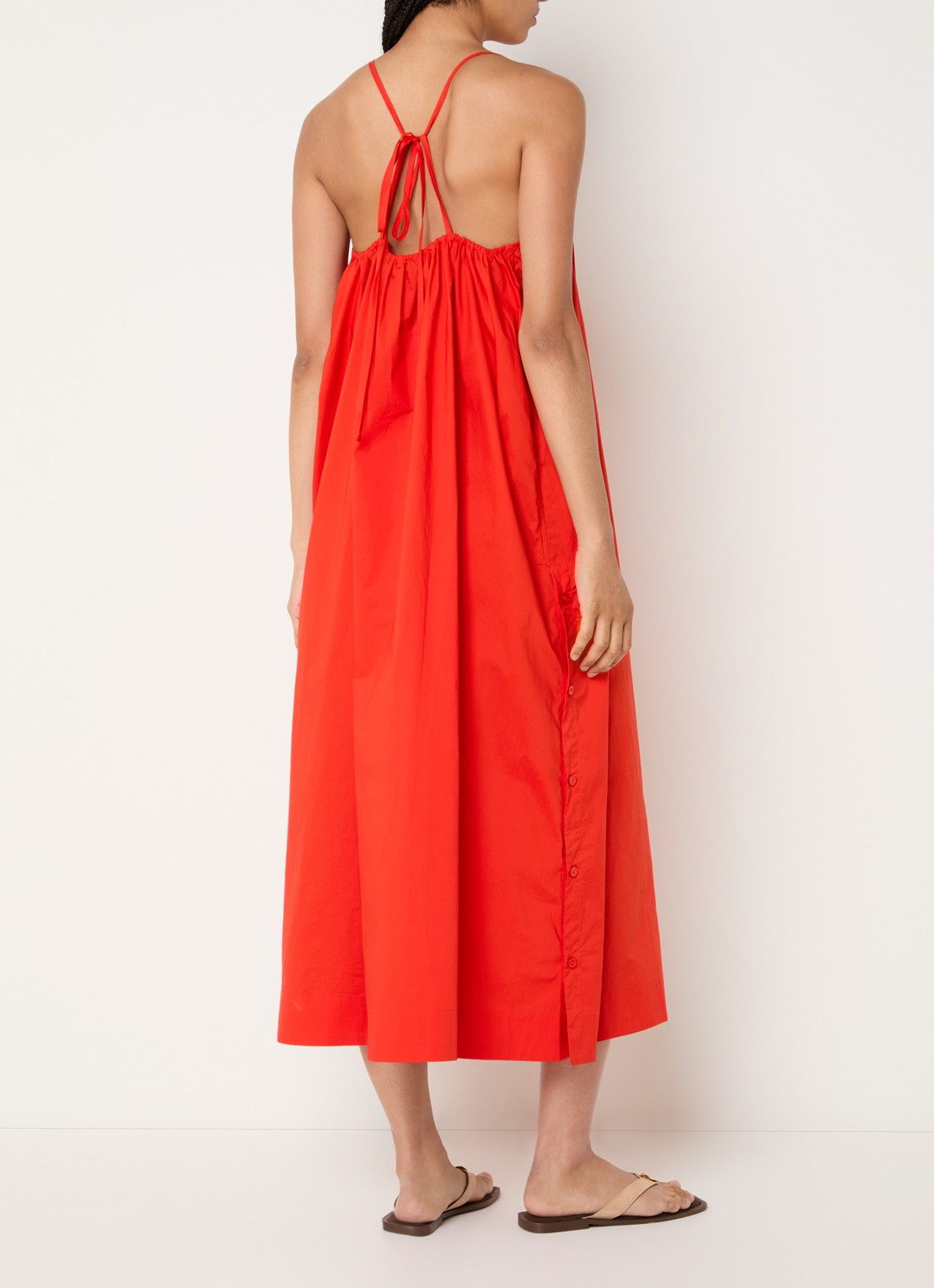Benetton Midi jurk met split - achterkant 3 oranjerood