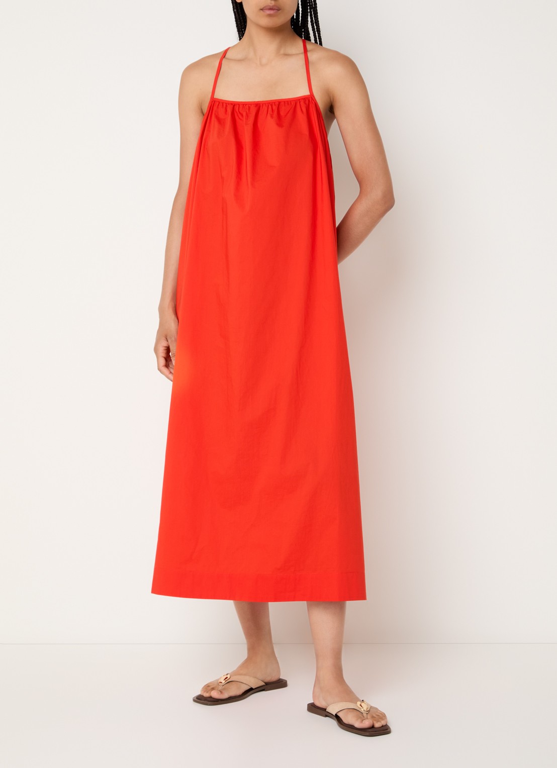Benetton Midi jurk met split - detail 4 oranjerood