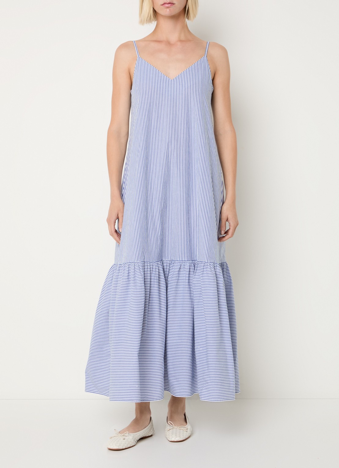 Benetton Midi jurk met streepprint - detail 4 blauw