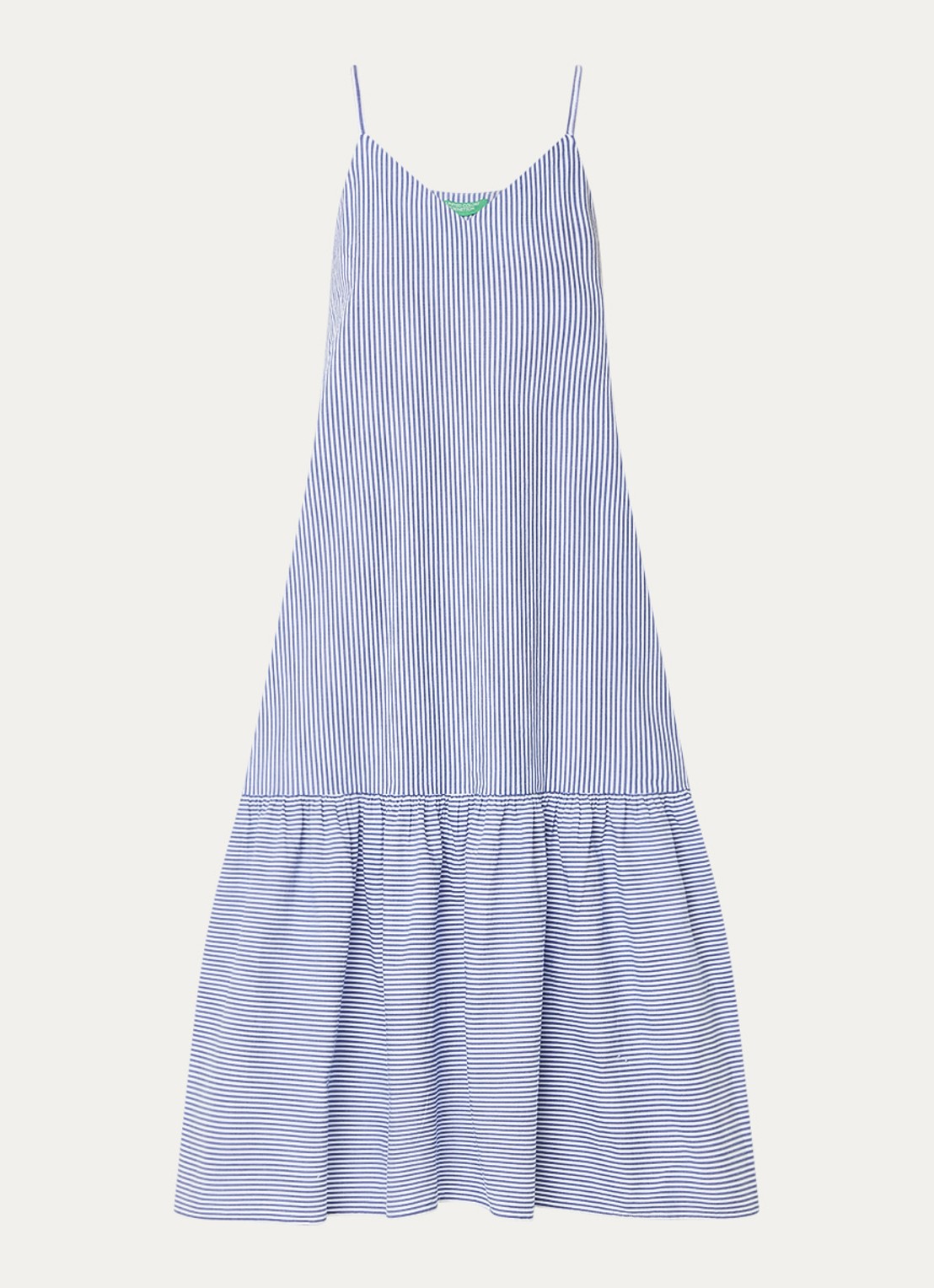 Benetton Midi jurk met streepprint - voorkant blauw