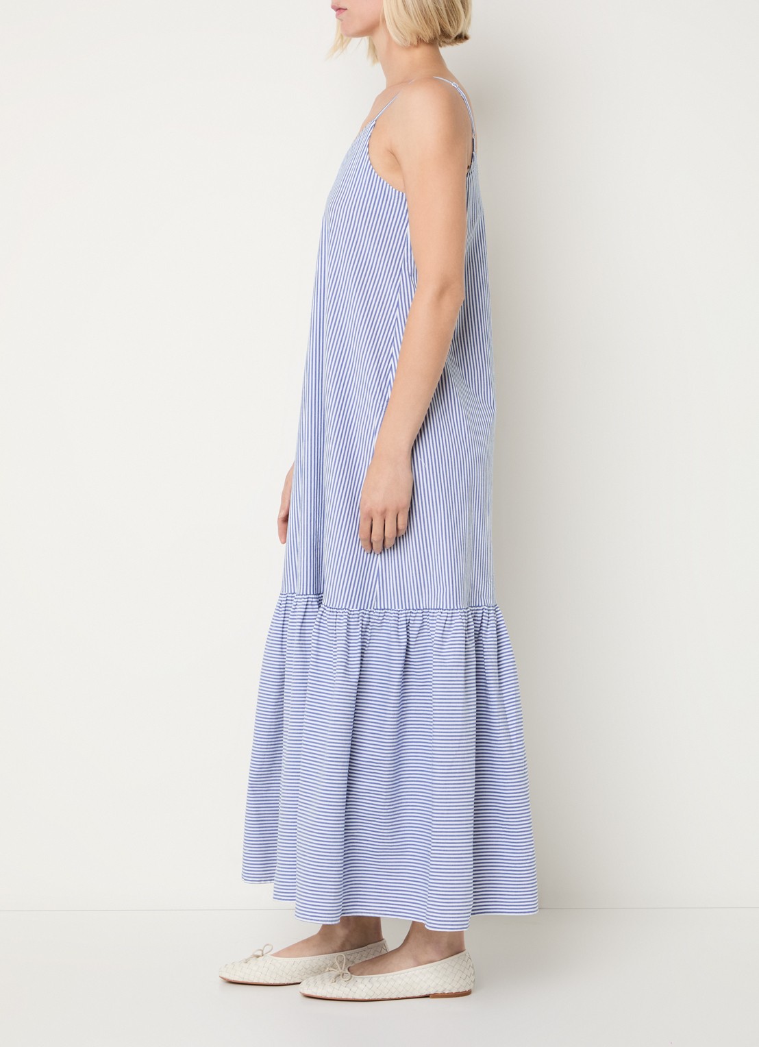 Benetton Midi jurk met streepprint - voorkant 2 blauw