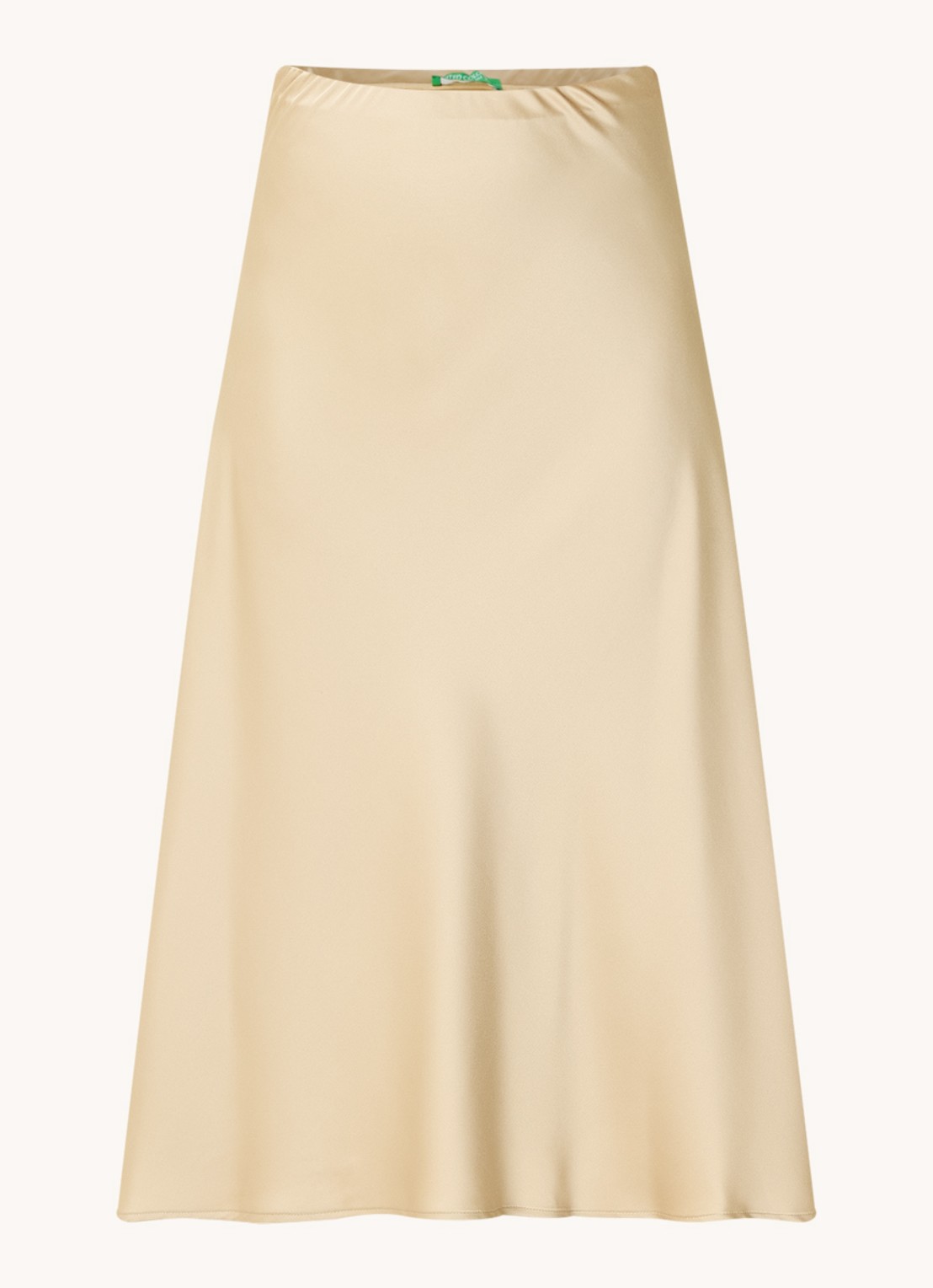 Benetton Midi rok van satijn met elastische band - voorkant 3 camel