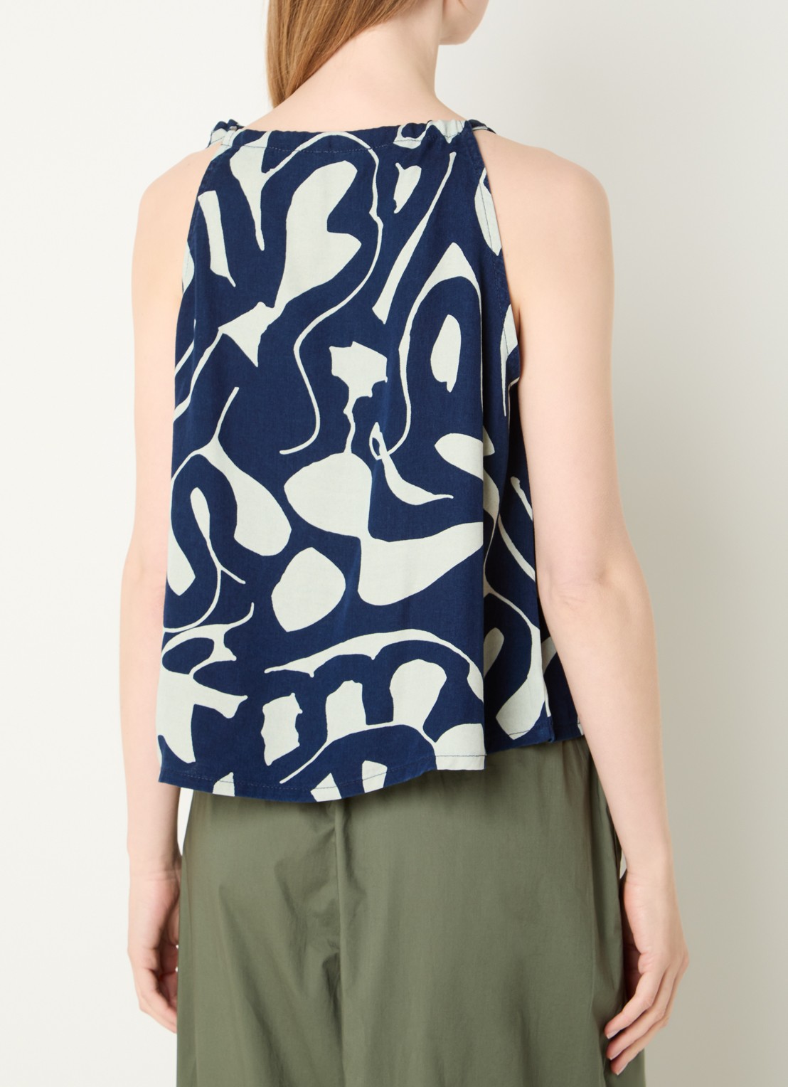 Benetton Mouwloze top met print - achterkant donkerblauw