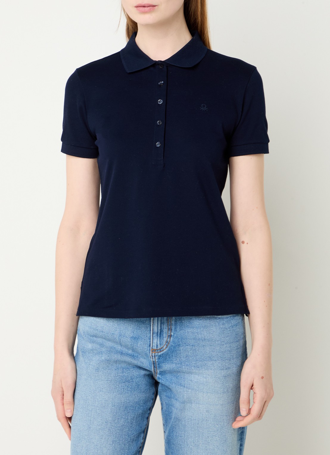 Benetton Polo met logo - detail 3 donkerblauw