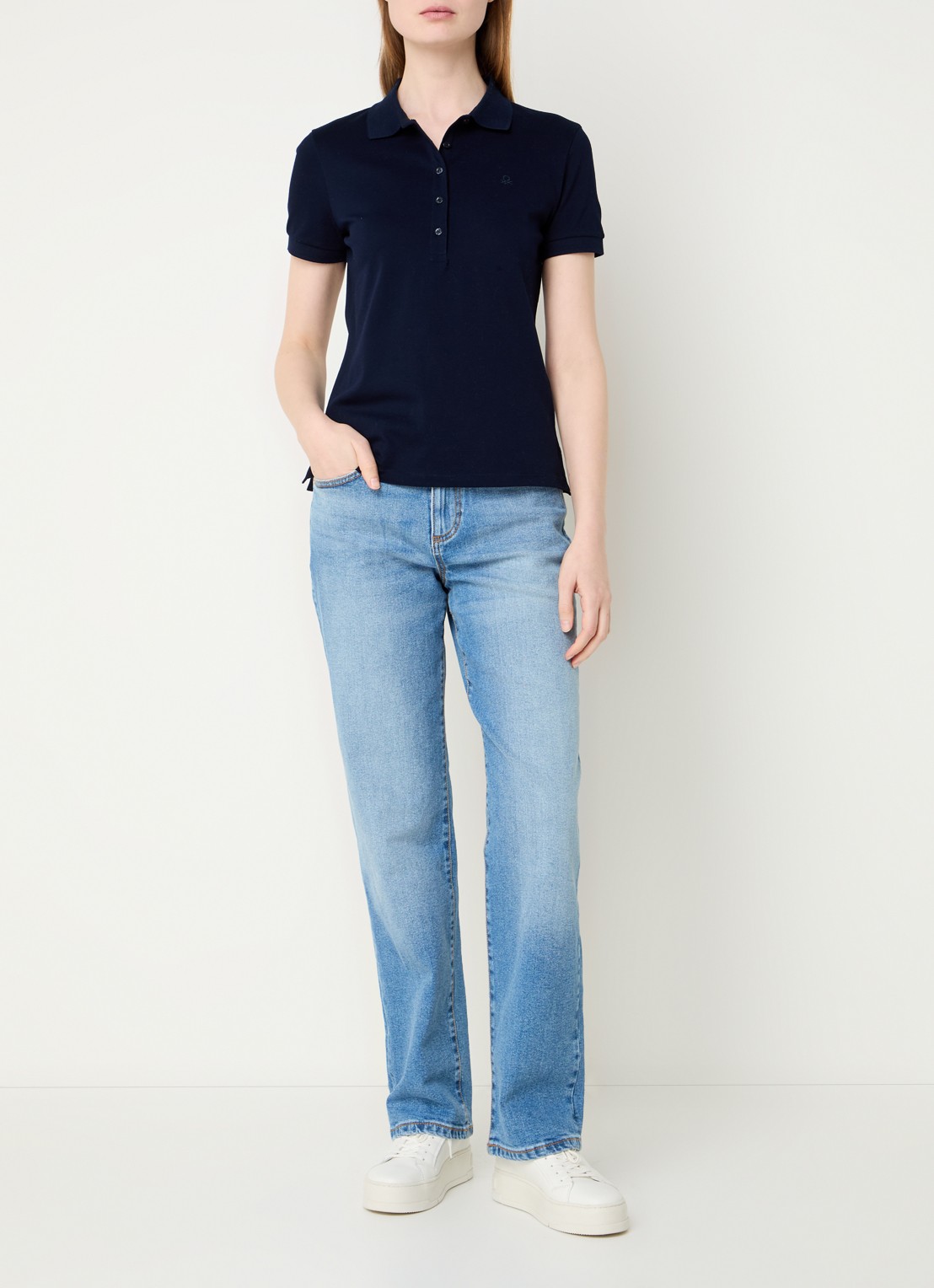 Benetton Polo met logo - voorkant 2 donkerblauw