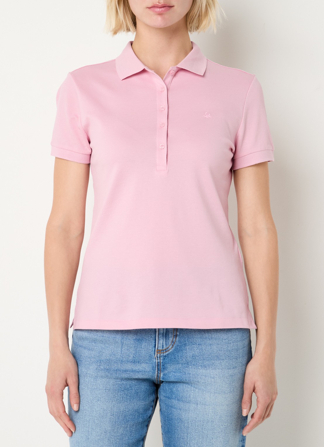 Benetton Polo met logo - detail roze