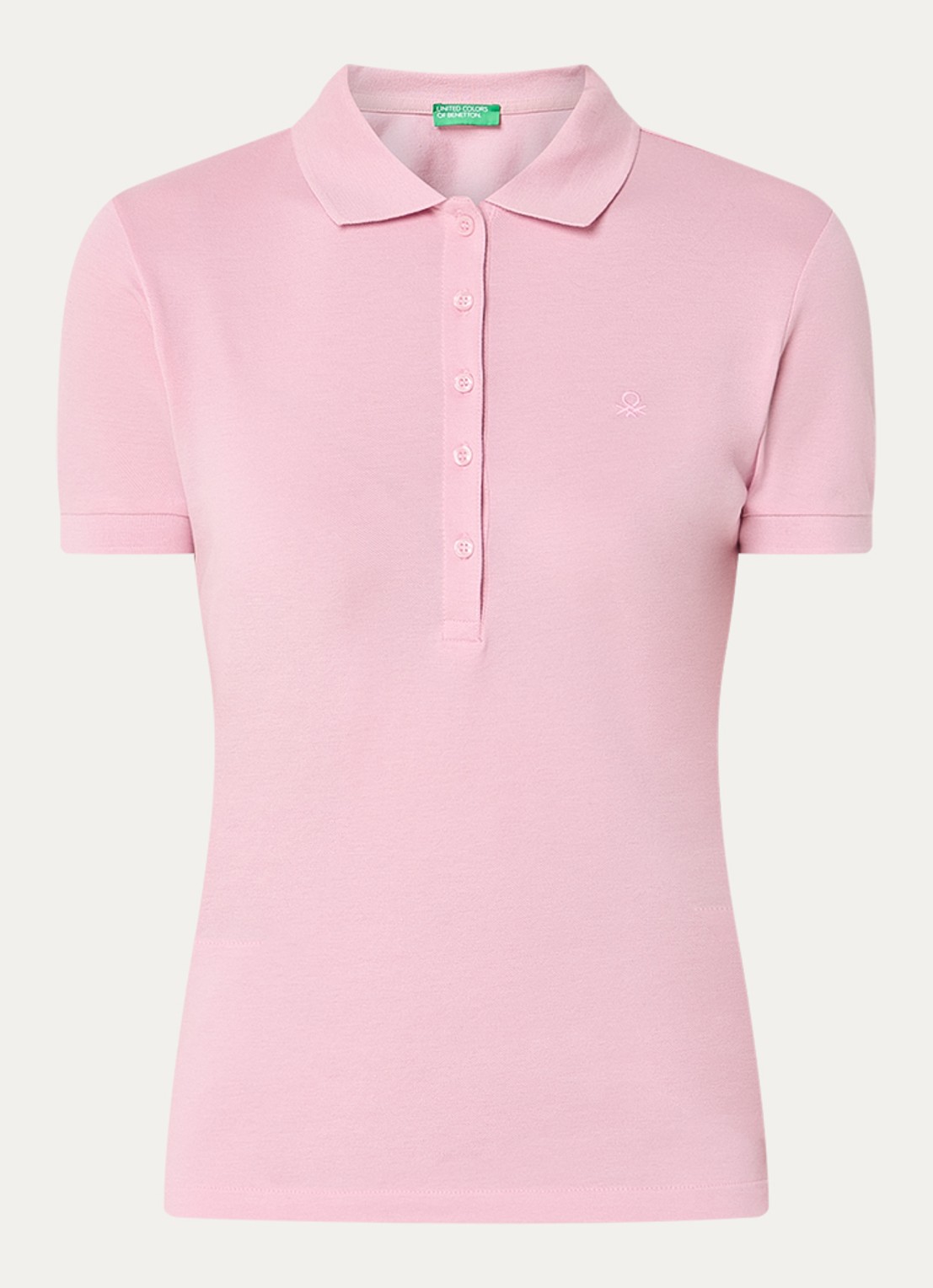 Benetton Polo met logo - voorkant 2 roze
