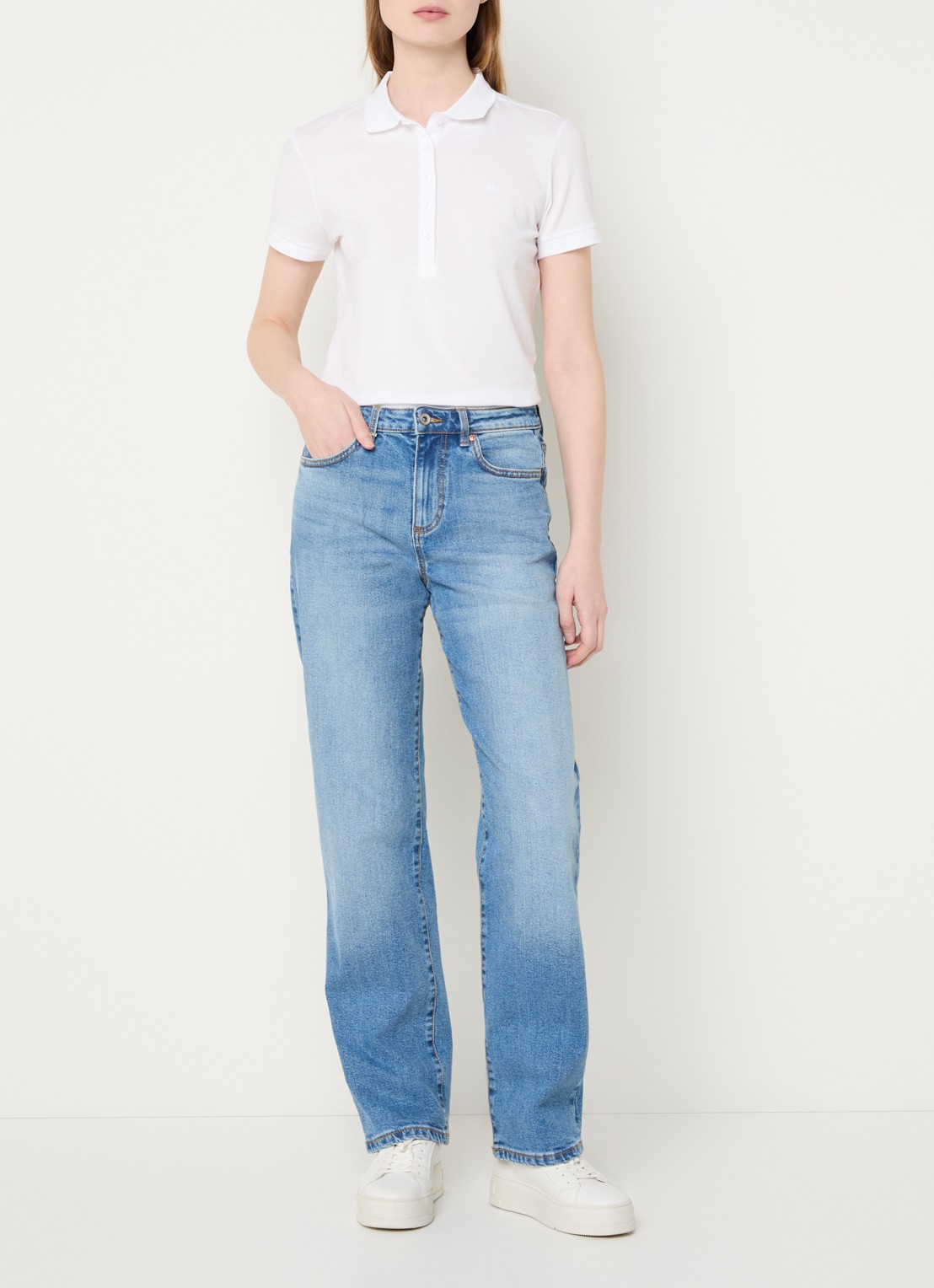 Benetton Polo met logo - voorkant 2 wit