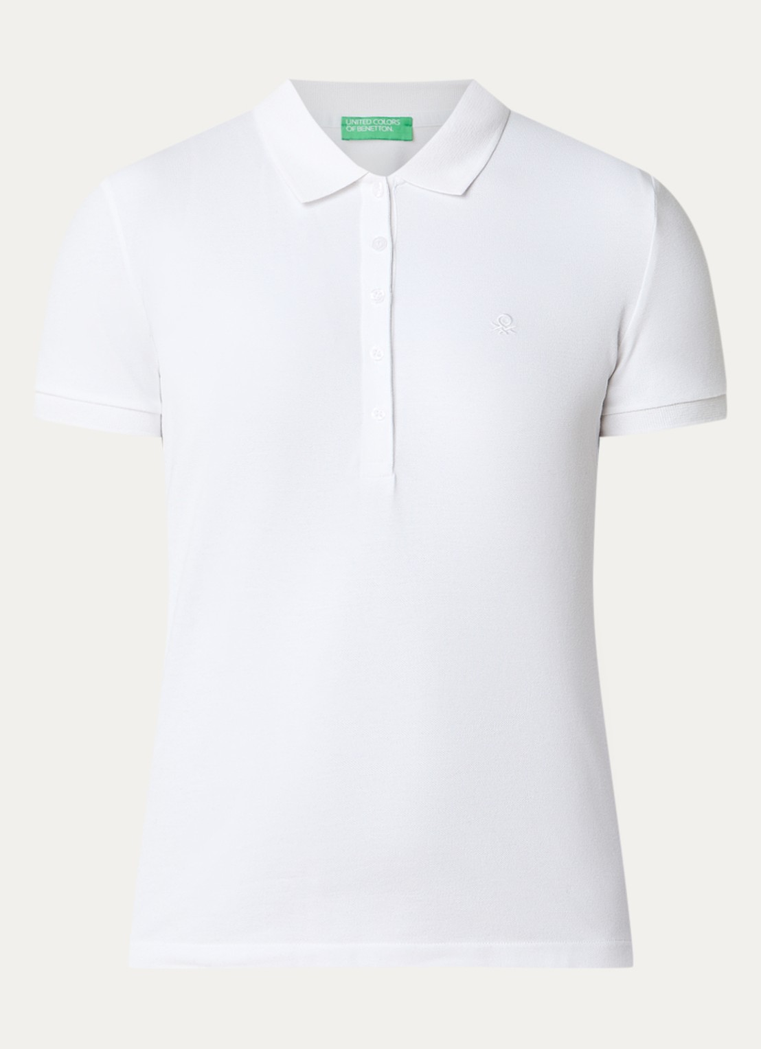 Benetton Polo met logo - voorkant gebroken wit