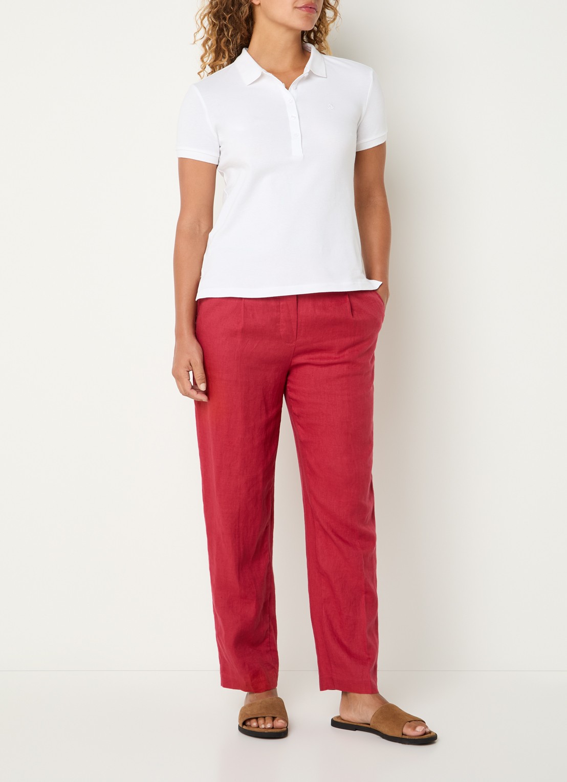 Benetton Polo met logo - voorkant 2 gebroken wit