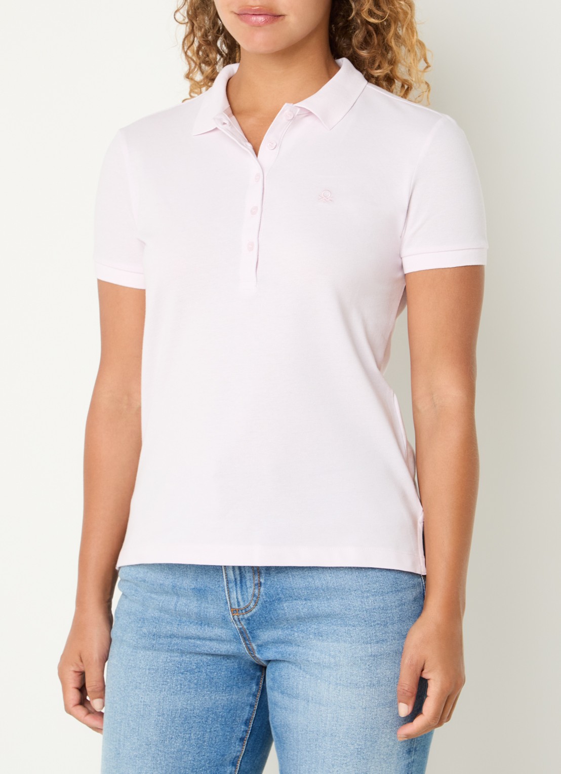 Benetton Polo met logo - detail 3 lichtroze