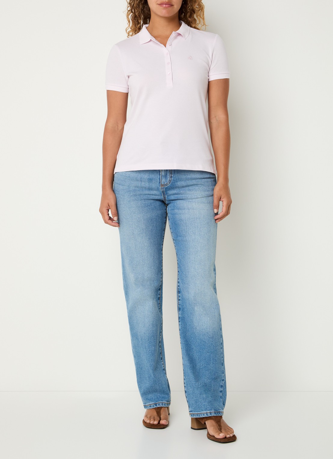 Benetton Polo met logo - voorkant 2 lichtroze