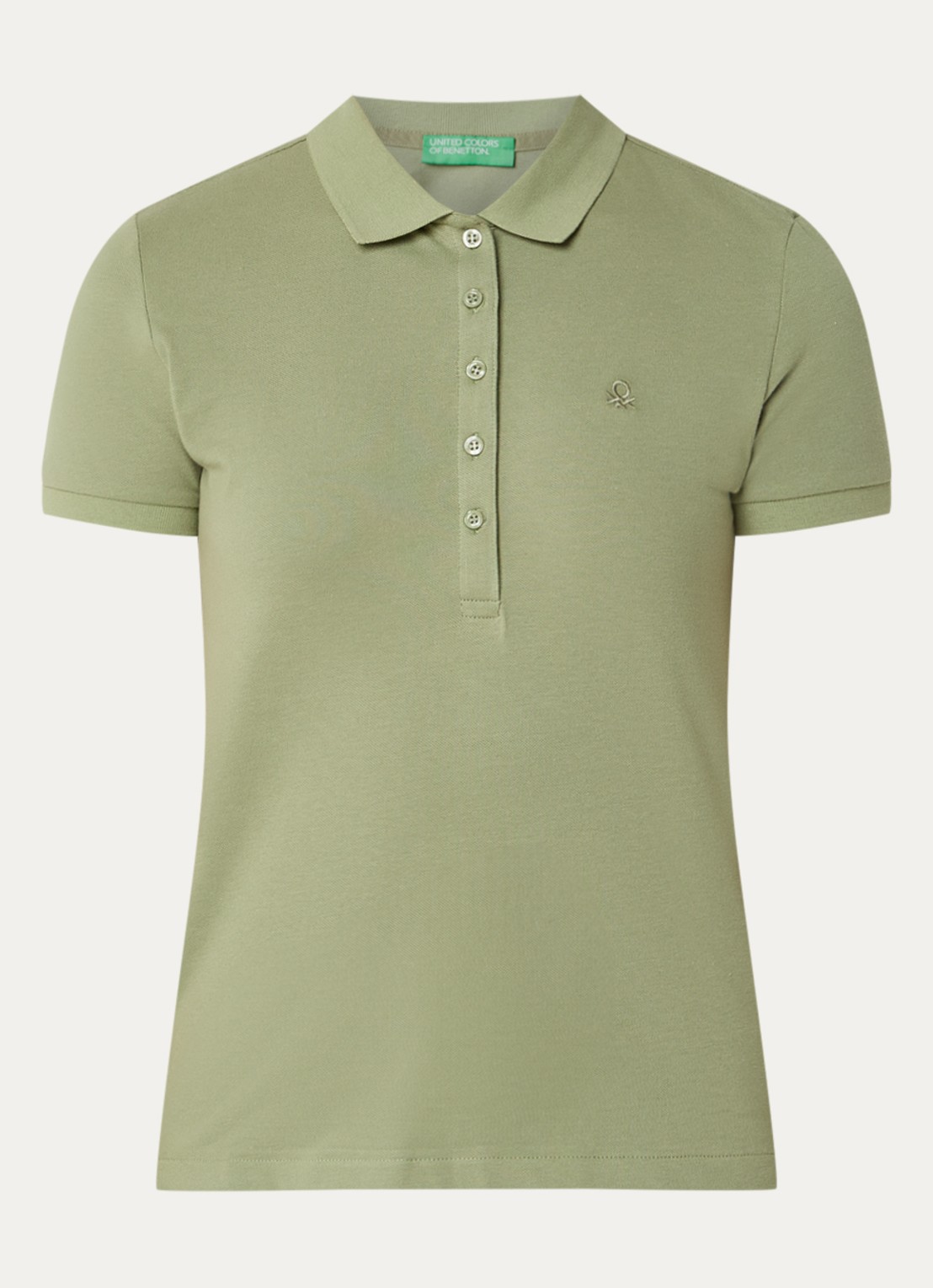 Benetton Polo met logo - voorkant 2 lindegroen