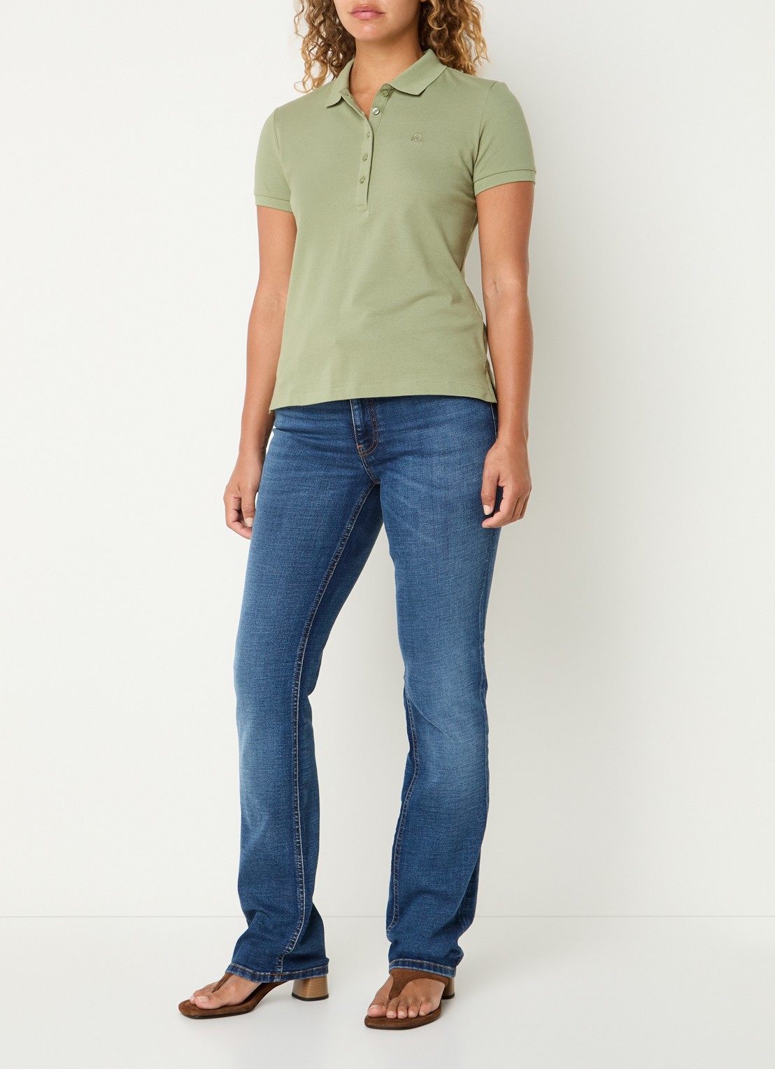 Benetton Polo met logo - voorkant 3 lindegroen