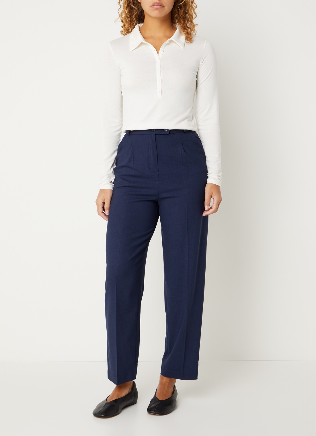 Benetton Polo met stretch - voorkant 2 gebroken wit