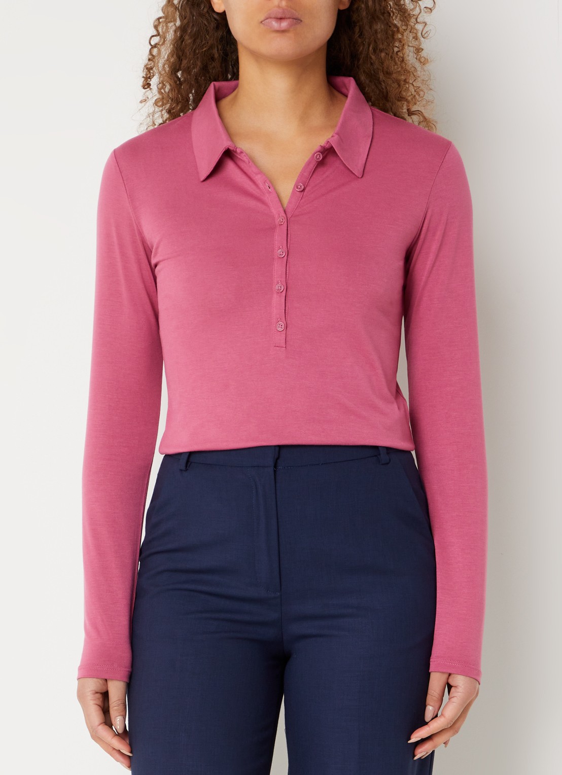 Benetton Polo met stretch - detail 2 donkerroze