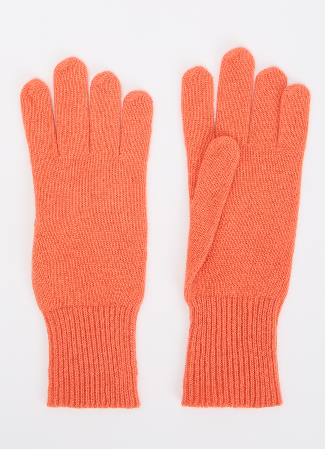 Benetton Ribgebreide handschoen van wol  - voorkant oranjerood