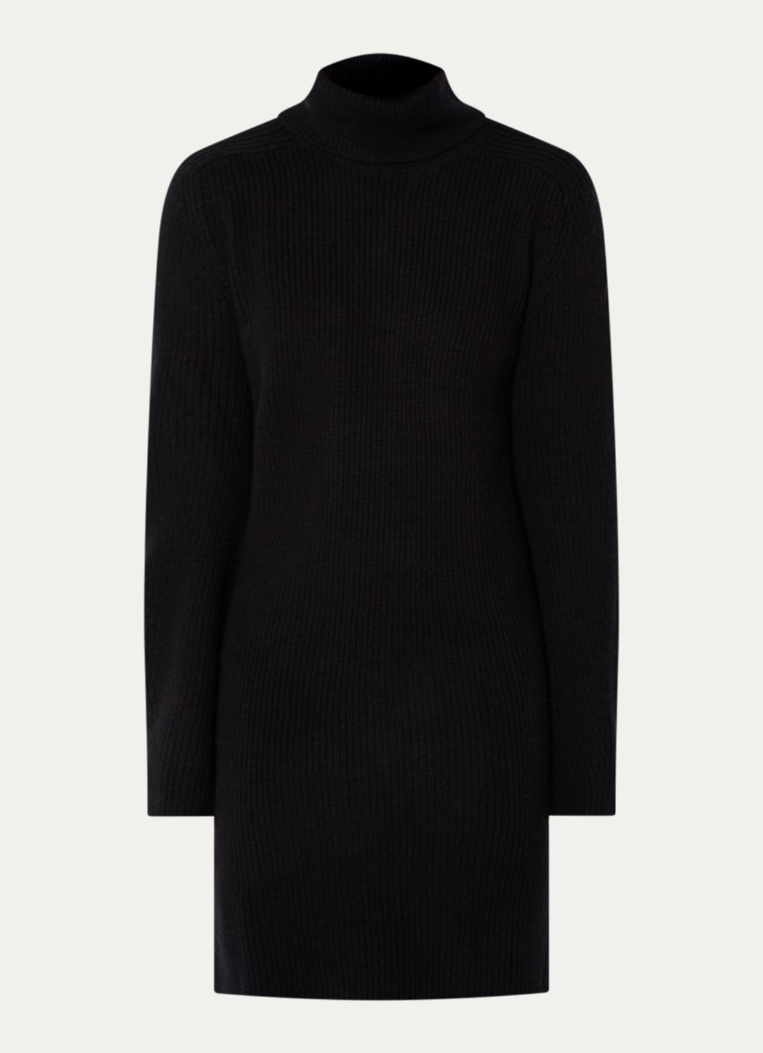 Benetton Ribgebreide mini trui-jurk met col - voorkant zwart