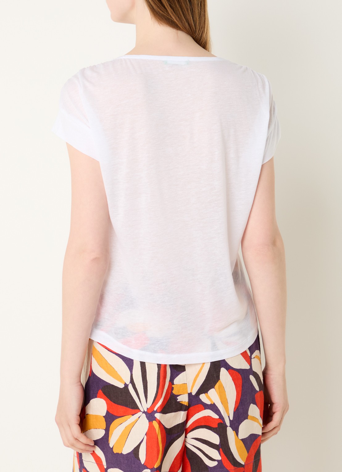 Benetton Semi-transparant T-shirt met ruches - achterkant 4 wit