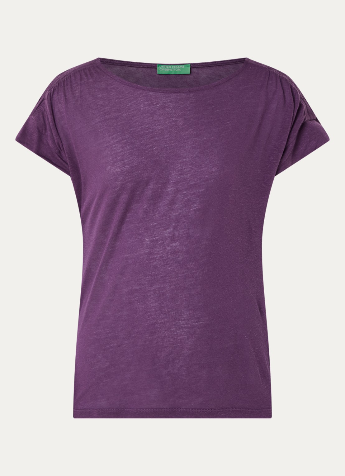 Benetton Semi-transparant T-shirt met ruches - voorkant 2 paars