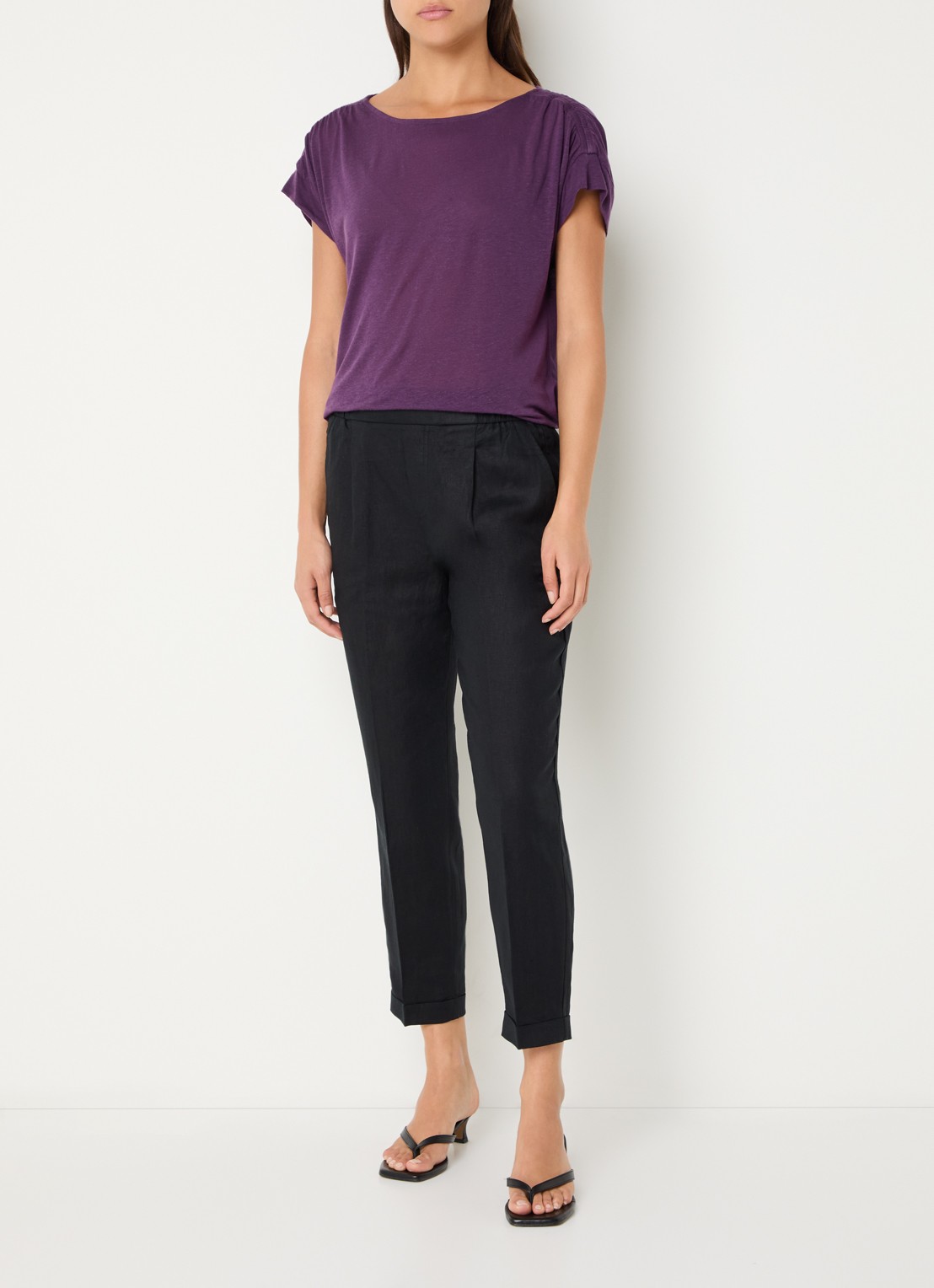 Benetton Semi-transparant T-shirt met ruches - voorkant 3 paars
