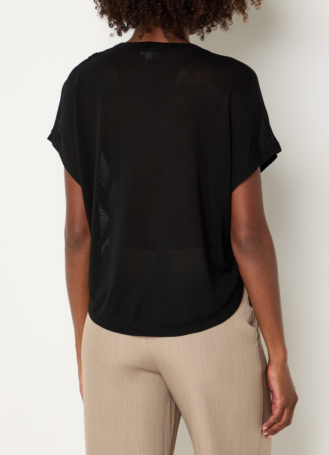 Benetton Semi-transparante top met boothals - achterkant 4 zwart