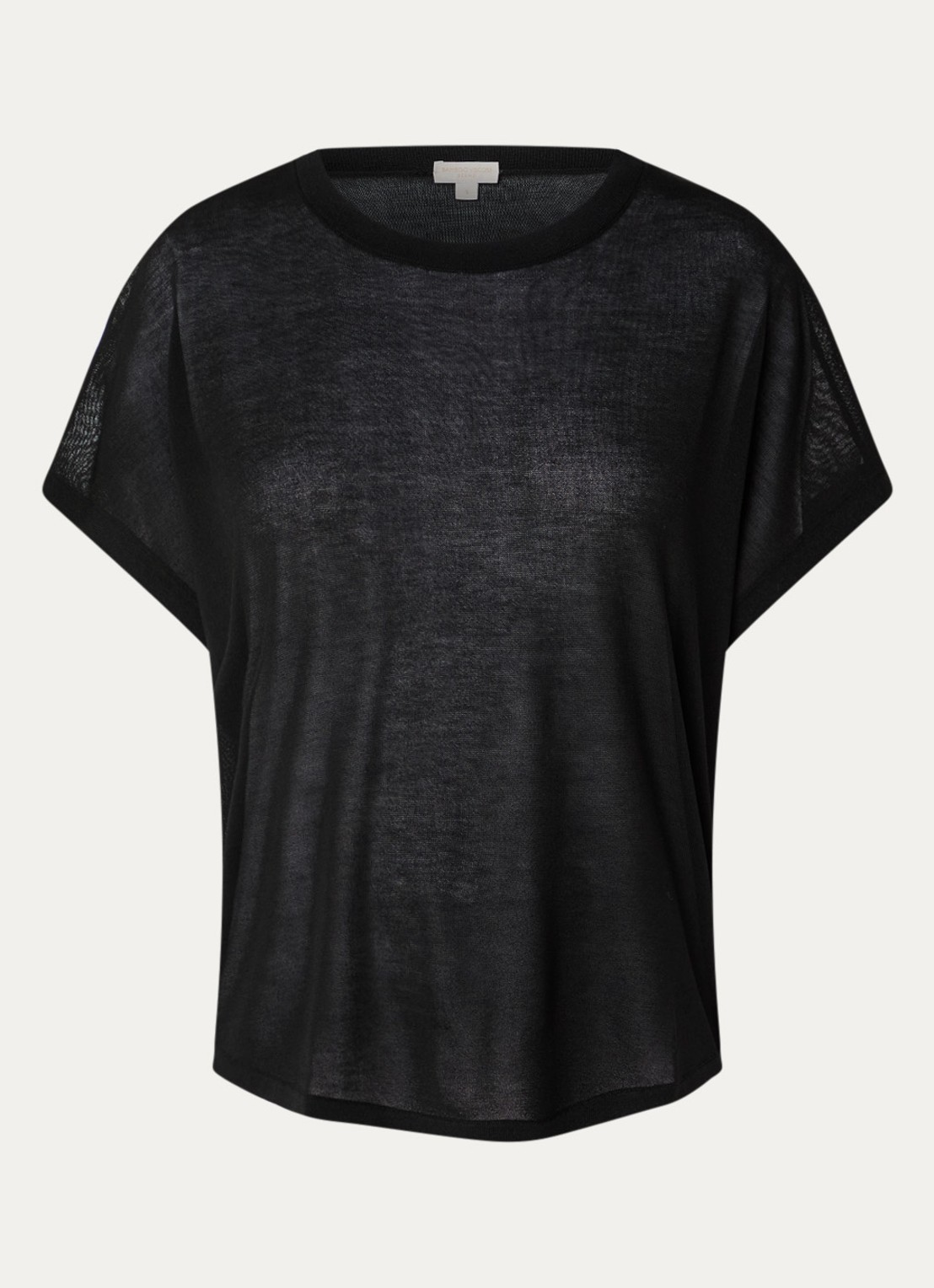 Benetton Semi-transparante top met boothals - voorkant zwart