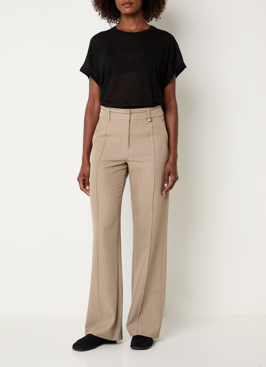 Benetton Semi-transparante top met boothals - voorkant 2 zwart