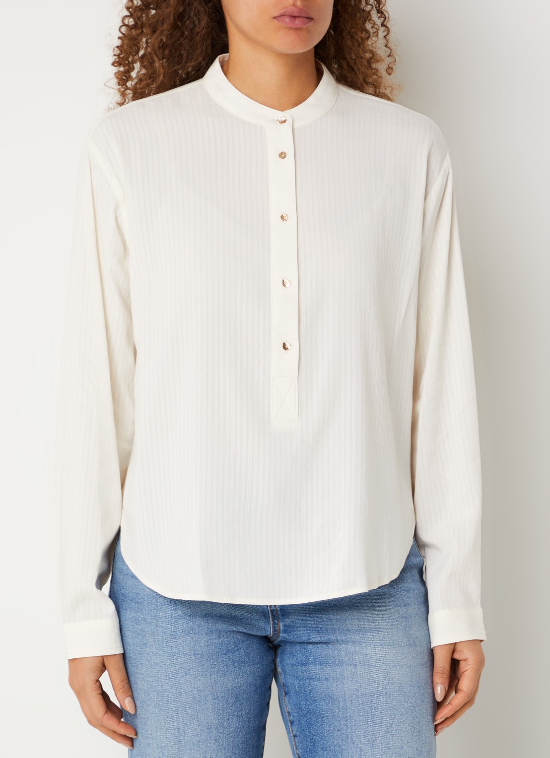 Benetton Semi-transparante tuniek met ronde hals - detail 4 creme