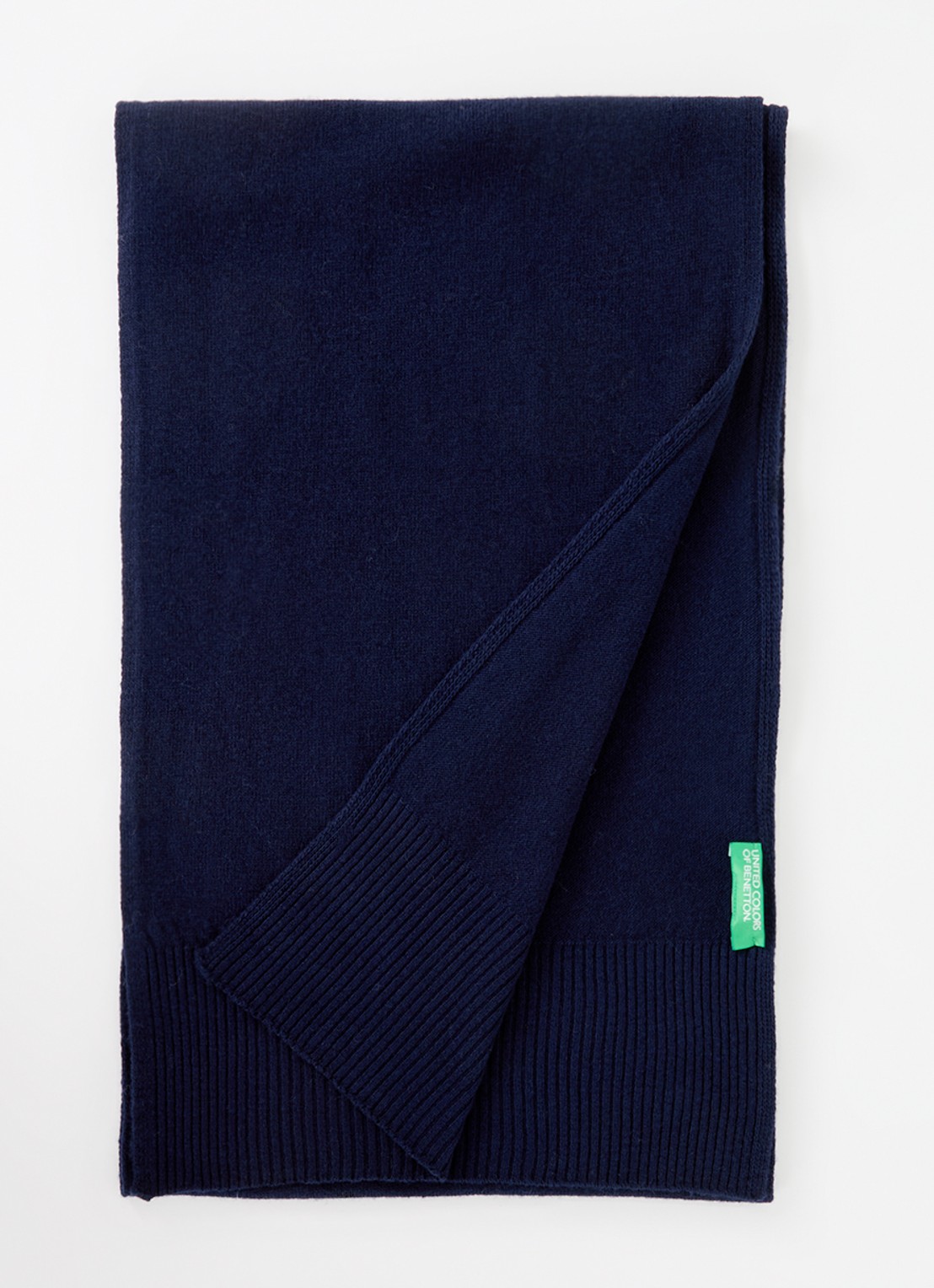 Benetton Sjaal van scheerwol 190 x 30 cm - voorkant 3 donkerblauw