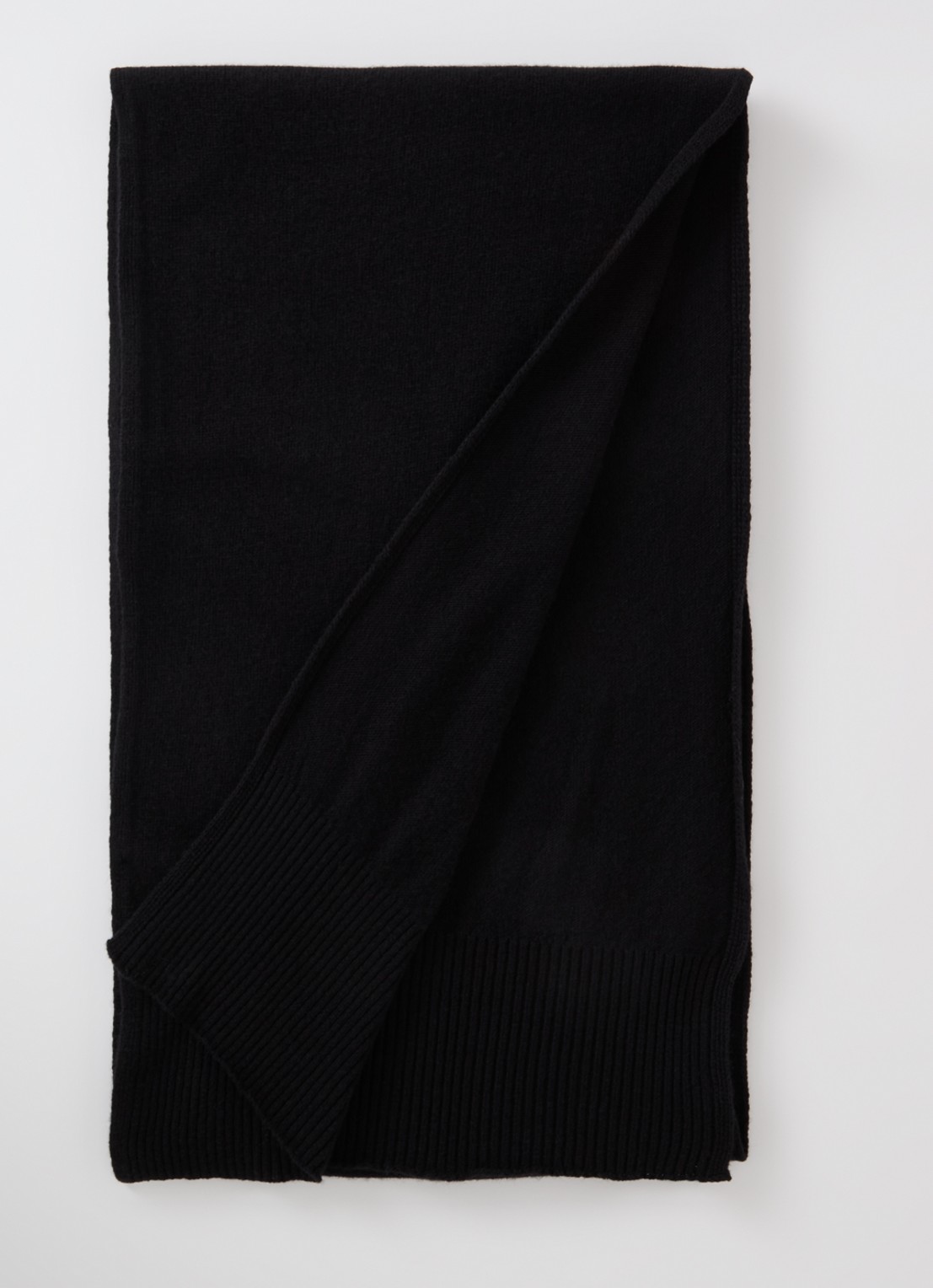 Benetton Sjaal van scheerwol 190 x 30 cm - voorkant zwart