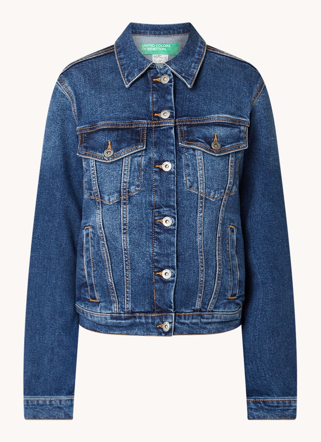 Benetton Spijkerjas met borstzakken - voorkant indigo